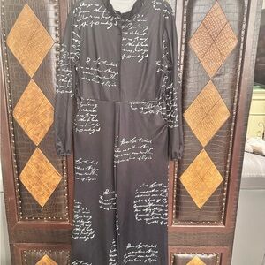 Elegant Black Script Print Jumpsuit